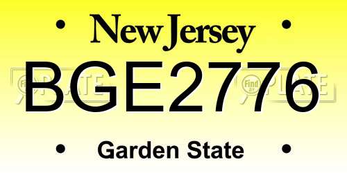 BGE2776 New Jersey License Plate
