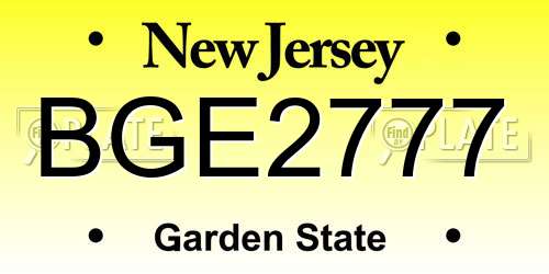 BGE2777 New Jersey License Plate