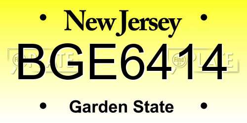 BGE6414 New Jersey License Plate