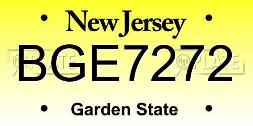 BGE7272 New Jersey License Plate