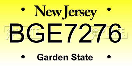 BGE7276 New Jersey License Plate