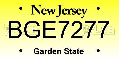 BGE7277 New Jersey License Plate