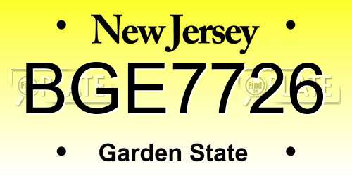 BGE7726 New Jersey License Plate