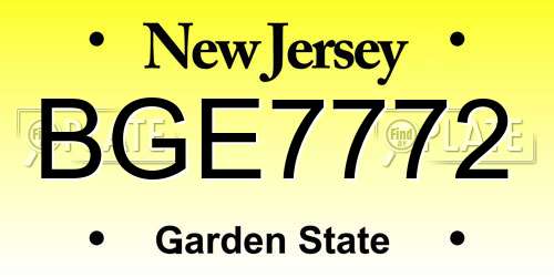 BGE7772 New Jersey License Plate