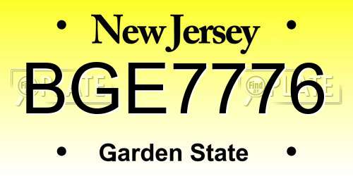 BGE7776 New Jersey License Plate