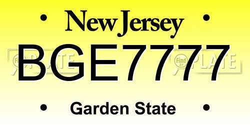 BGE7777 New Jersey License Plate