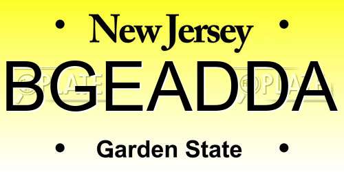 BGEADDA New Jersey License Plate