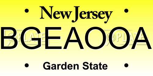 BGEAOOA New Jersey License Plate