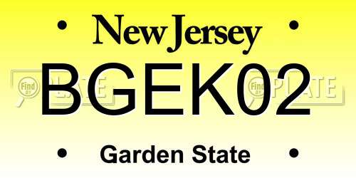 BGEK02 New Jersey License Plate