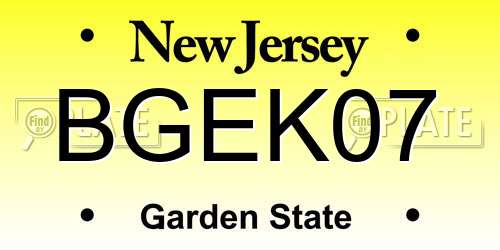 BGEK07 New Jersey License Plate