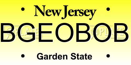 BGEOBOB New Jersey License Plate
