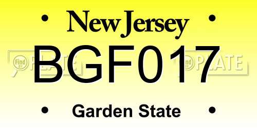 BGF017 New Jersey License Plate