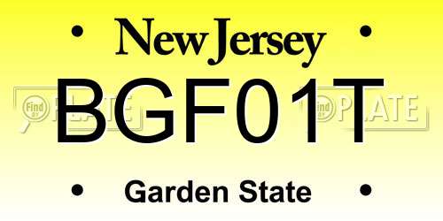 BGF01T New Jersey License Plate