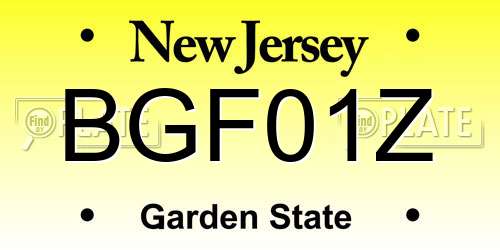 BGF01Z New Jersey License Plate