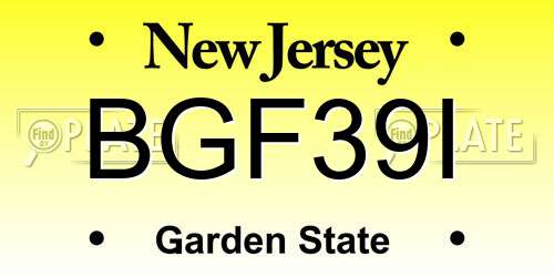 BGF39I New Jersey License Plate