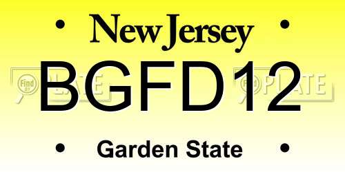 BGFD12 New Jersey License Plate
