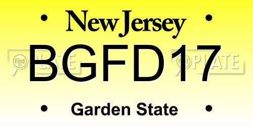 BGFD17 New Jersey License Plate