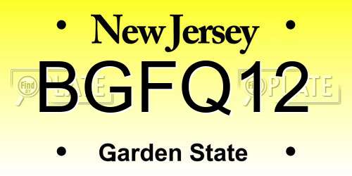BGFQ12 New Jersey License Plate