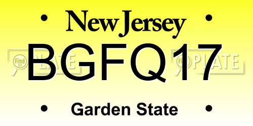 BGFQ17 New Jersey License Plate