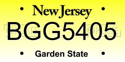 BGG5405 New Jersey License Plate
