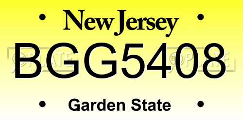 BGG5408 New Jersey License Plate