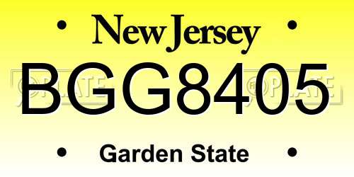 BGG8405 New Jersey License Plate