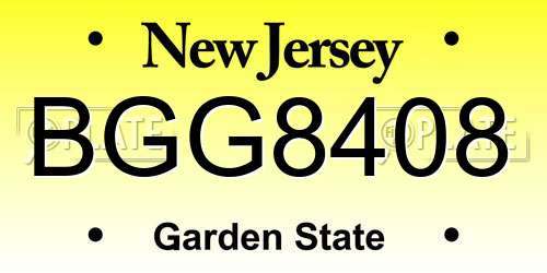 BGG8408 New Jersey License Plate