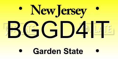 BGGD4IT New Jersey License Plate