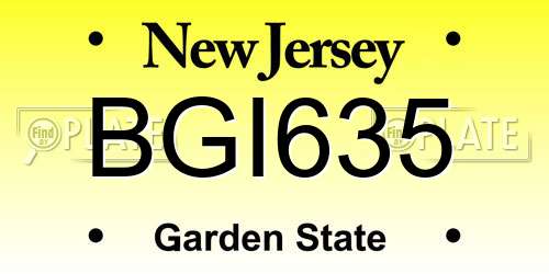 BGI635 New Jersey License Plate