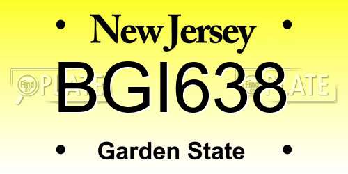 BGI638 New Jersey License Plate