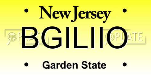 BGILIIO New Jersey License Plate