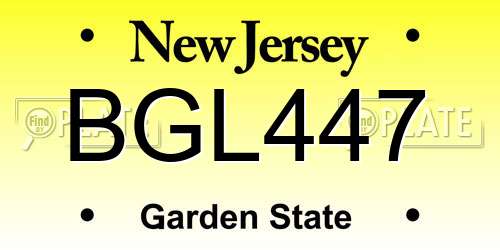 BGL447 New Jersey License Plate