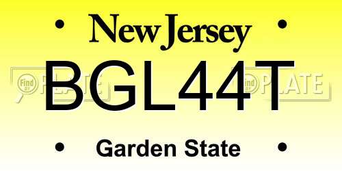 BGL44T New Jersey License Plate