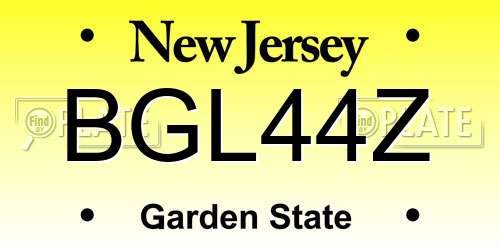 BGL44Z New Jersey License Plate