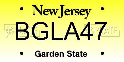 BGLA47 New Jersey License Plate