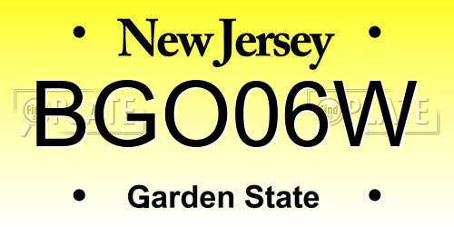 BGO06W New Jersey License Plate