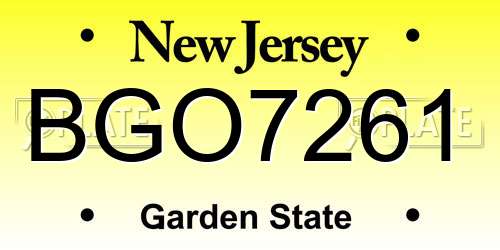 BGO7261 New Jersey License Plate