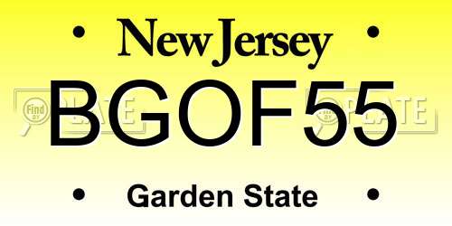 BGOF55 New Jersey License Plate