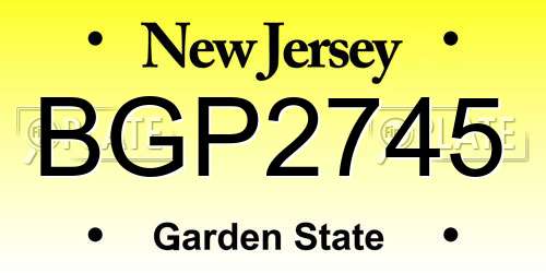 BGP2745 New Jersey License Plate