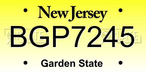 BGP7245 New Jersey License Plate