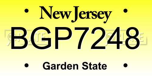 BGP7248 New Jersey License Plate