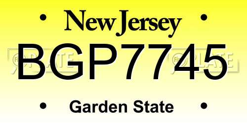 BGP7745 New Jersey License Plate