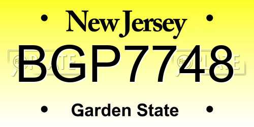 BGP7748 New Jersey License Plate