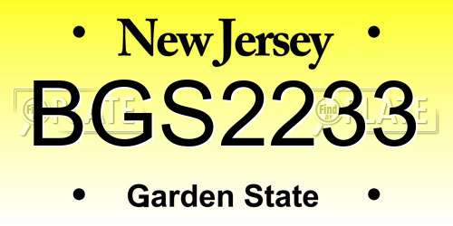 BGS2233 New Jersey License Plate