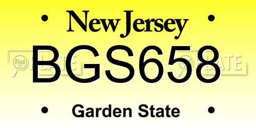 BGS658 New Jersey License Plate