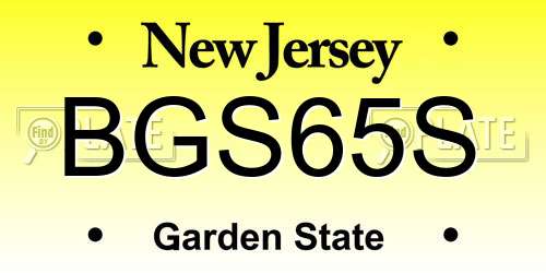 BGS65S New Jersey License Plate