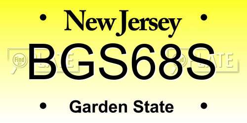 BGS68S New Jersey License Plate