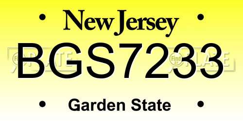 BGS7233 New Jersey License Plate