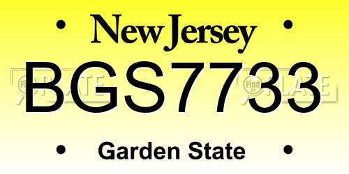 BGS7733 New Jersey License Plate