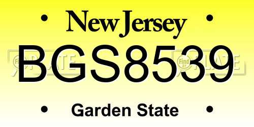 BGS8539 New Jersey License Plate